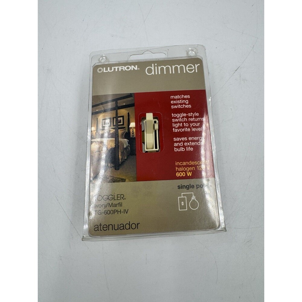 Lutron Dimmer Toggler Single Pole Switch Ivory Color TG-600PH-IV